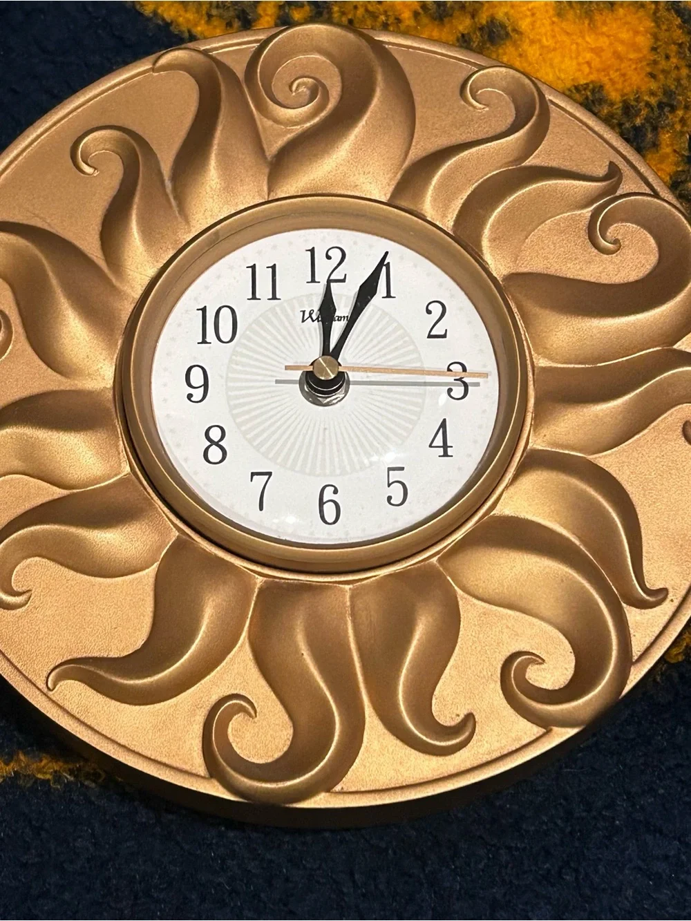 VTG 90s Celestial Waltham Sun Wall Clock 9” Whimsigoth Witchy Gold Gallery Wall